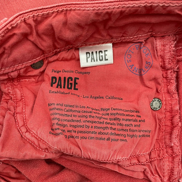 🍀Paige Skyline Ankle Peg Women's Carmine Red Denim Low Rise Skinny Jeans Size 26 - Picture 8 of 10